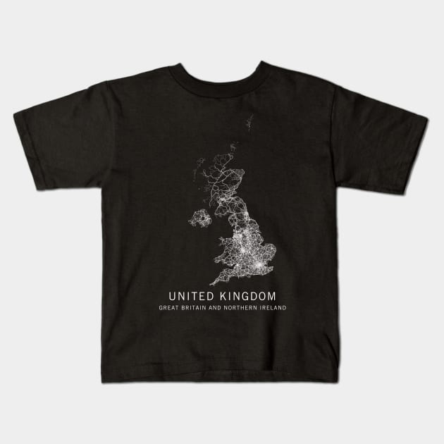 United Kingdom Road Map Kids T-Shirt by ClarkStreetPress